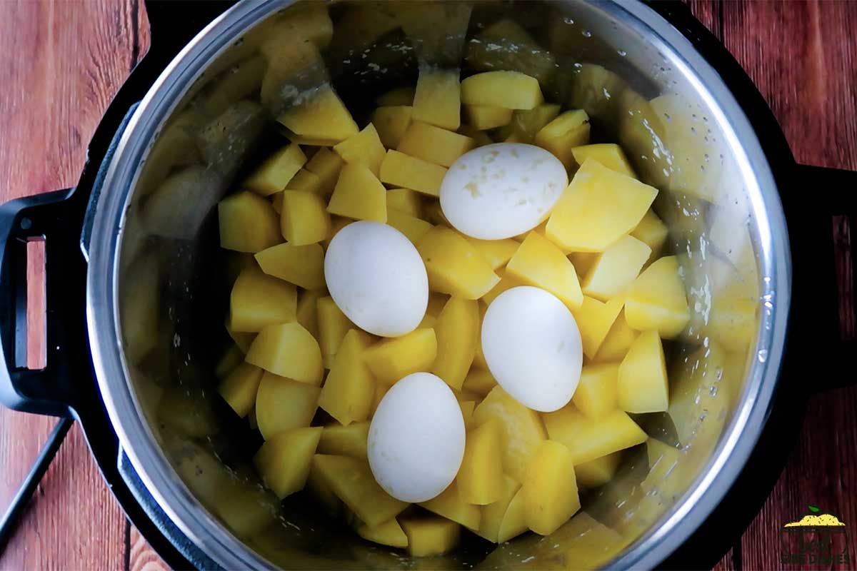 potatoes and eggs in the instant pot after cooking
