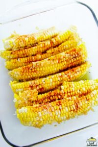 corn ribs seasoned in a casserole dish