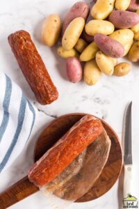 removing the casing from portuguse chorizo