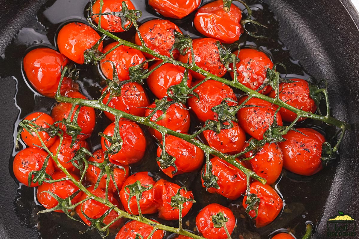 Roasted tomatoes in skillet