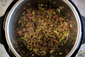 Browned sausage in the instant pot for instant pot stuffing