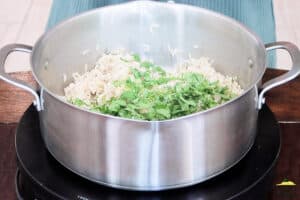 adding cilantro to rice
