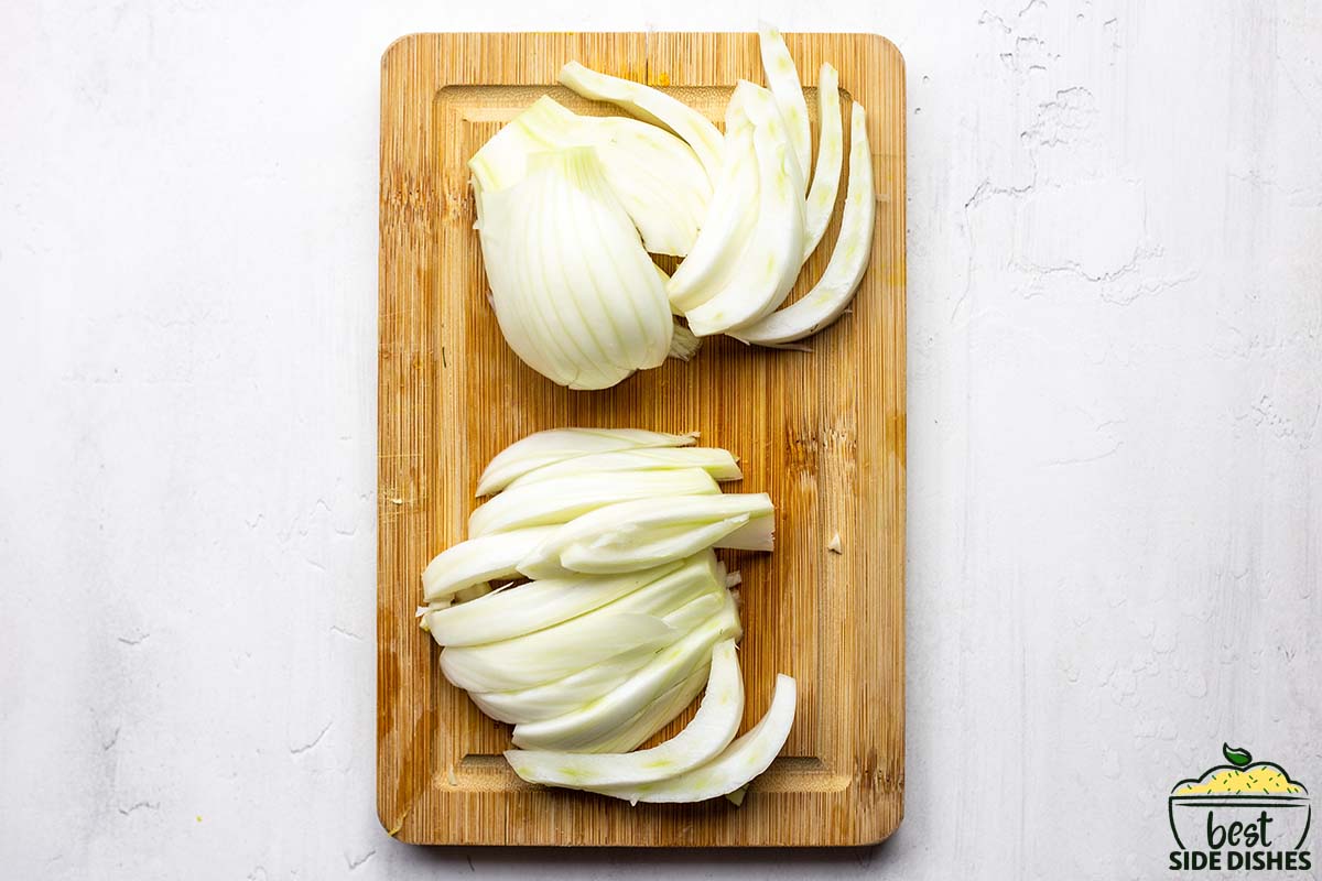 slices of fennel on a cutting board
