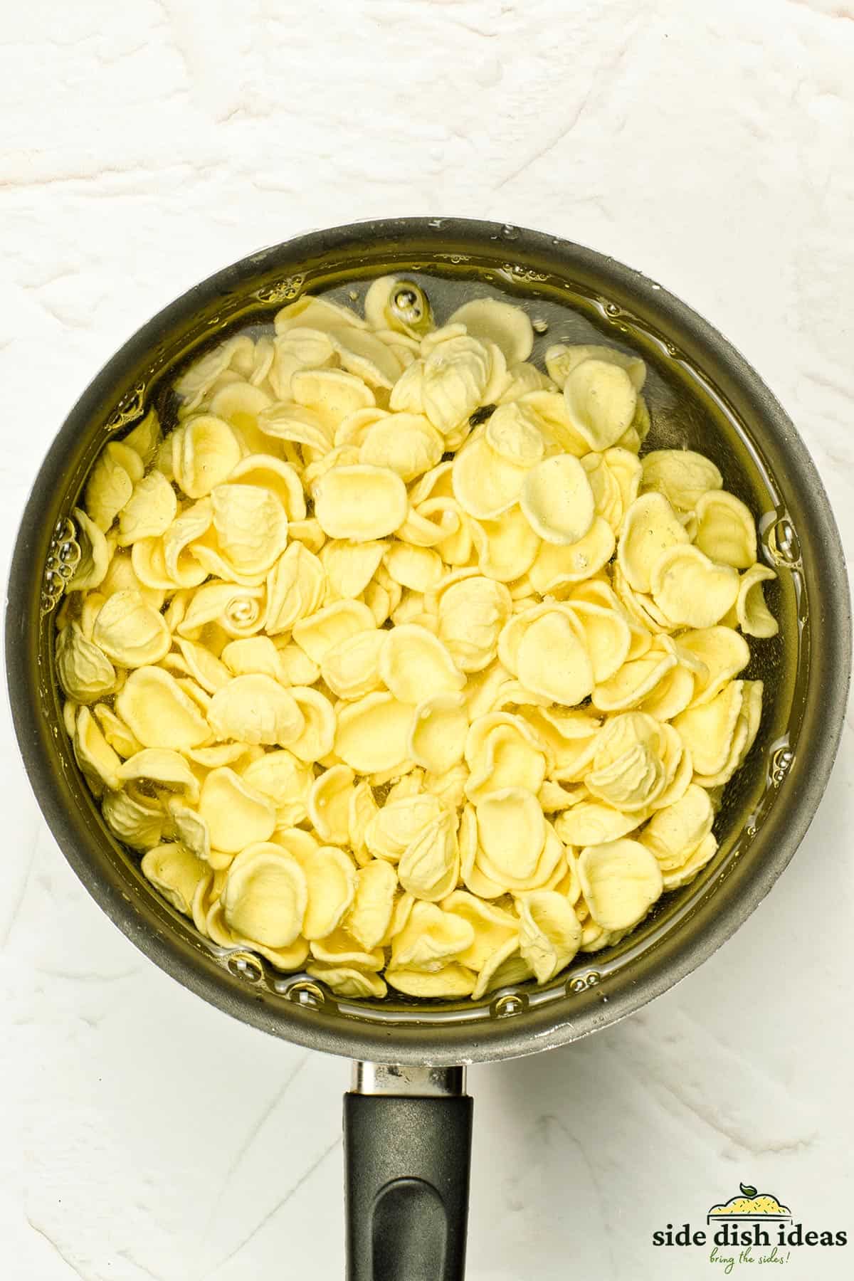 the pasta in a pot of water after being cooked