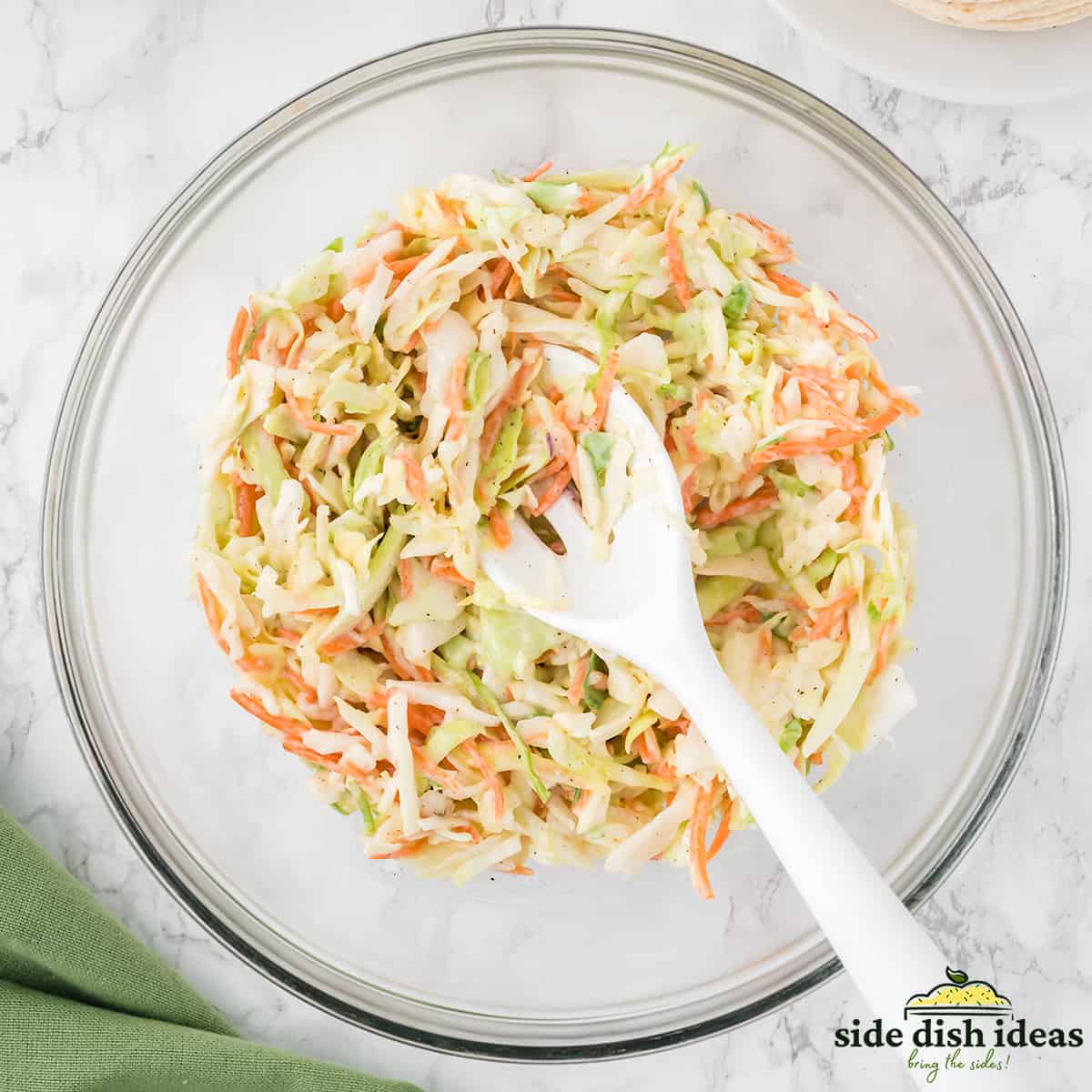 coleslaw mixed in a bowl