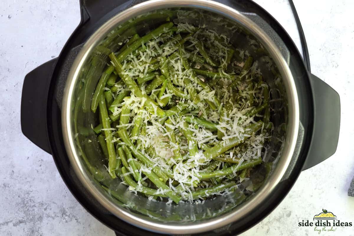 green beans and cheese inside of the instant pot